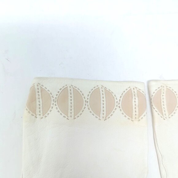 Vintage Lionel Le Grand Gloves Cream Leather 7 Wrist France - Picture 4 of 14